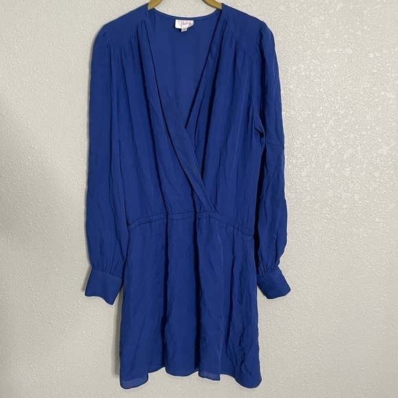 Parker Blue V Neck Silk Dress Small - Picture 4 of 7